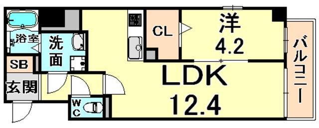 グラン フルール(1LDK/1階)の間取り写真