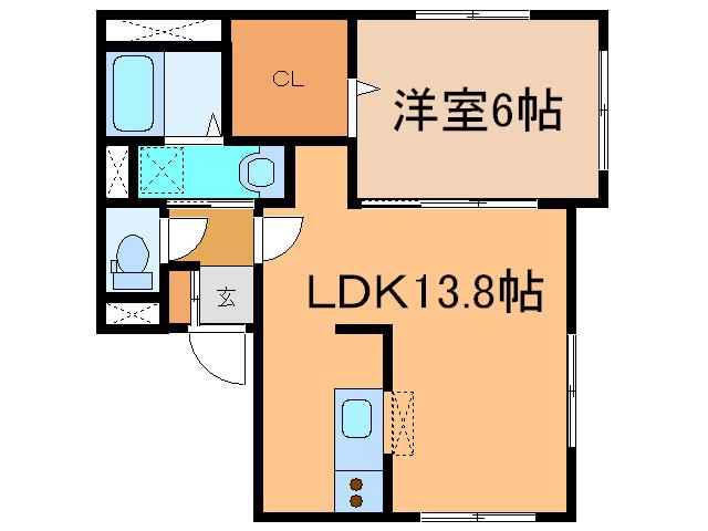 メヌエット(1LDK/1階)の間取り写真
