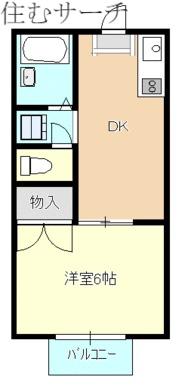 アドバンスD(1DK/2階)の間取り写真