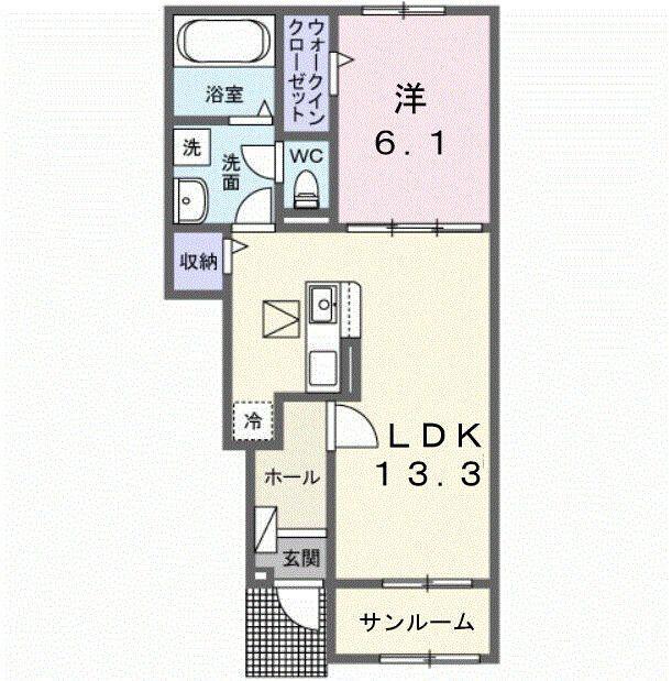 エルヴェ(1LDK/1階)の間取り写真