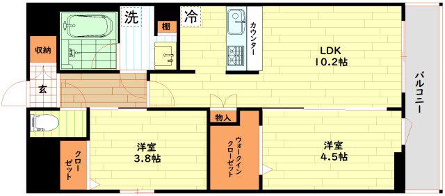 アーバネックス東梅田(2LDK/4階)の間取り写真