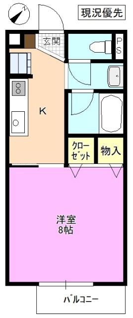 SURPLUSONEアカハネ(1K/2階)の間取り写真