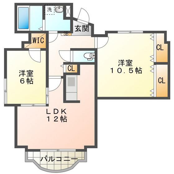 フラワーとんずい(2LDK/3階)の間取り写真