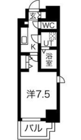 レジュールアッシュ神戸元町(1K/2階)の間取り写真