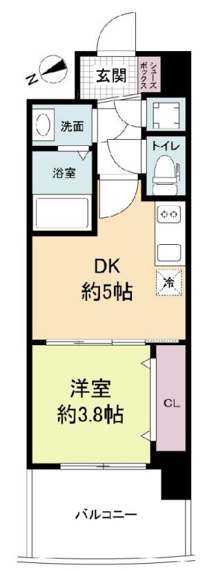 セレニテ京橋クレア(1DK/2階)の間取り写真