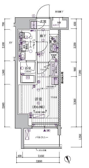 メインステージ立川VI(1K/7階)の間取り写真