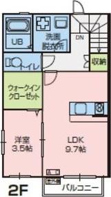 FOREST(1LDK/2階)の間取り写真