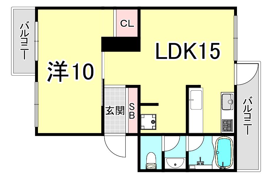 厚生年金C棟(1LDK/1階)の間取り写真
