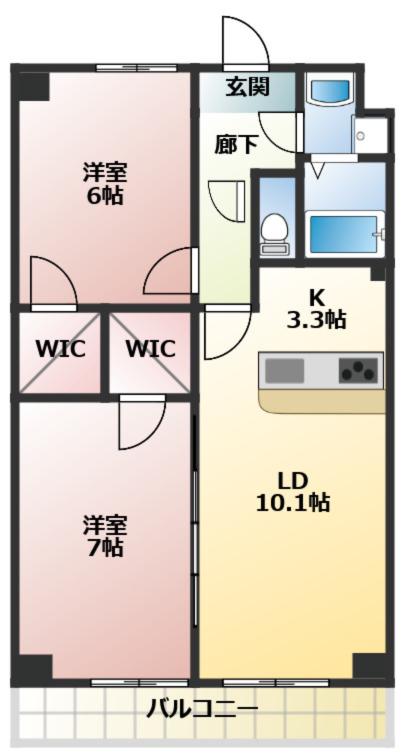 MELIV岩倉(2LDK/2階)の間取り写真