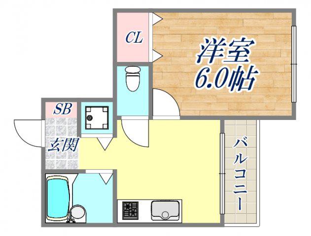 APRICITY西宮駅前(1K/2階)の間取り写真