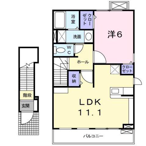 フランヒル(1LDK/2階)の間取り写真