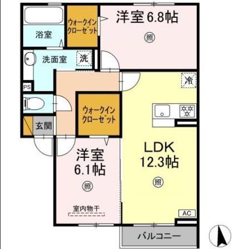 インペリアルおおたかの森(2LDK/2階)の間取り写真