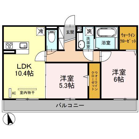 ロイヤル飛鳥I(2LDK/3階)の間取り写真