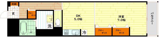天満リバーサイドプラザ(1DK/2階)の間取り写真