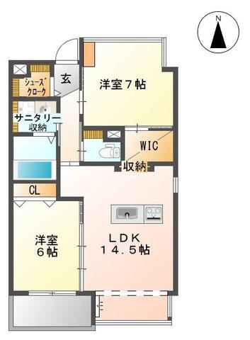 フルール・ド・リス(2LDK/4階)の間取り写真