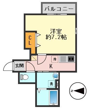 フェリース南小岩VII(1K/1階)の間取り写真