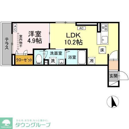 D PAINA大丸(1LDK/1階)の間取り写真