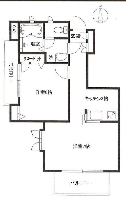 パウロニア66(1LDK/1階)の間取り写真