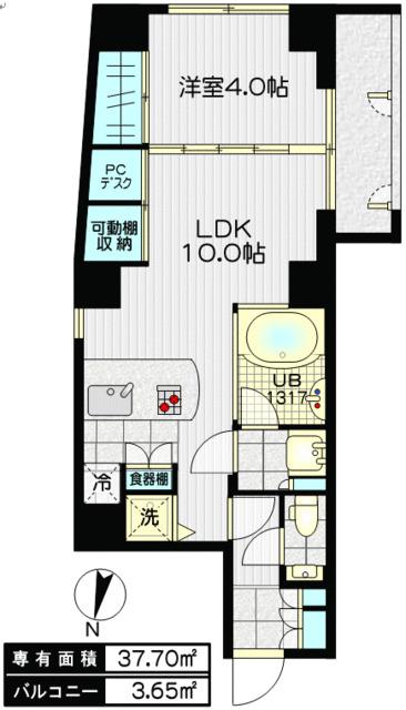 イーストープ用賀(1LDK/5階)の間取り写真