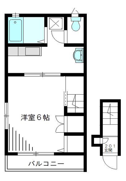 ベルエポック東高円寺B棟(1K/2階)の間取り写真