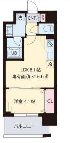 FELICE元町(1LDK/8階)の間取り写真