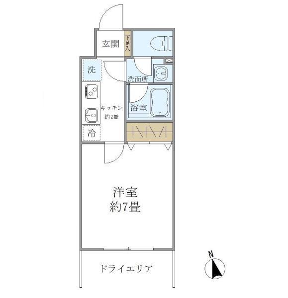 AS CABINS(1K/B1階)の間取り写真