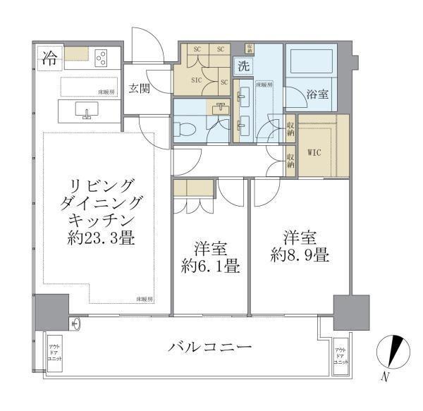 東京ガーデンテラス紀尾井町 紀尾井町レジデンス(2LDK/16階)の間取り写真