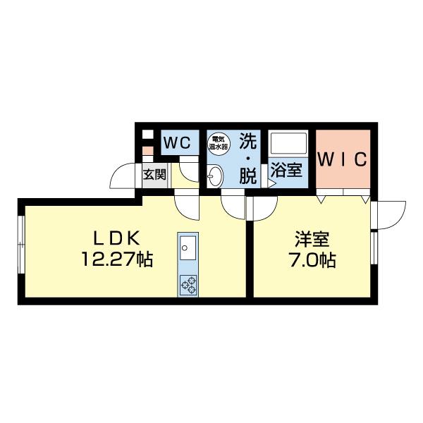 ラフィーネ知利別2(1LDK/2階)の間取り写真