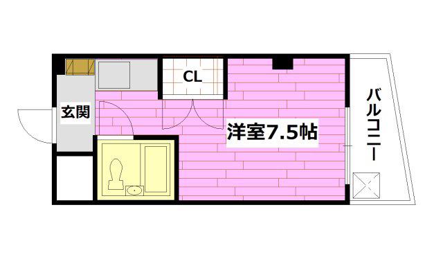 第三ファニー幸(ワンルーム/2階)の間取り写真