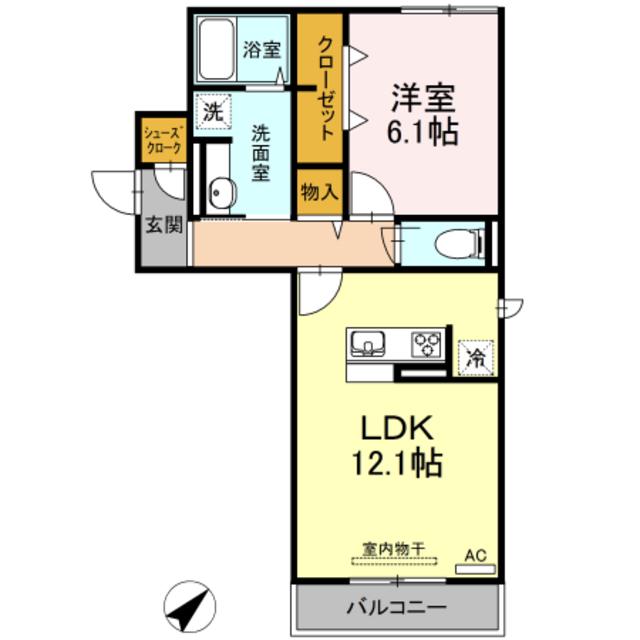 ノーブル向ヶ丘 (1LDK/3階)の間取り写真