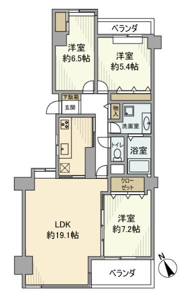 日吉ロイヤルマンション(3LDK/5階)の間取り写真