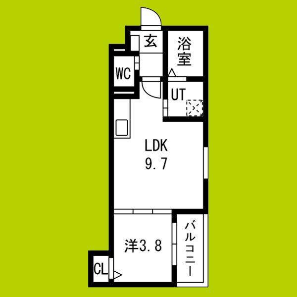 F ASECIA FLEUVE(1LDK/3階)の間取り写真