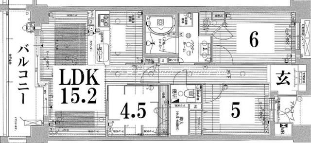 プレサンス京都一乗寺(3LDK/5階)の間取り写真