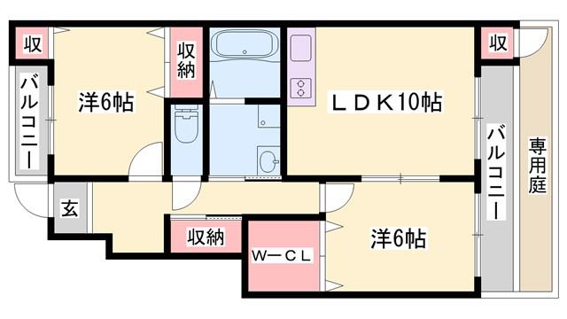 スカイルームI(2LDK/1階)の間取り写真