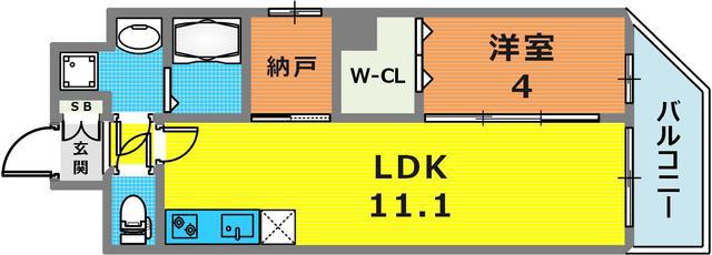 E-C EST BIEN灘(1SLDK/2階)の間取り写真