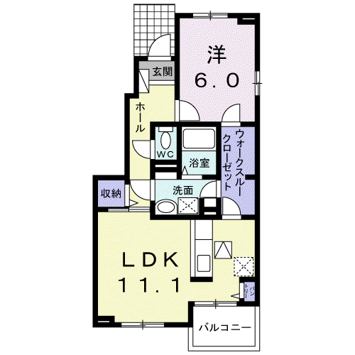 パレスみのり(1LDK/1階)の間取り写真