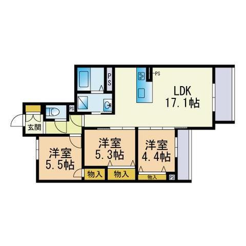 クラス姪浜(3LDK/2階)の間取り写真