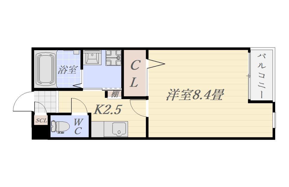ラピロス武(1K/3階)の間取り写真