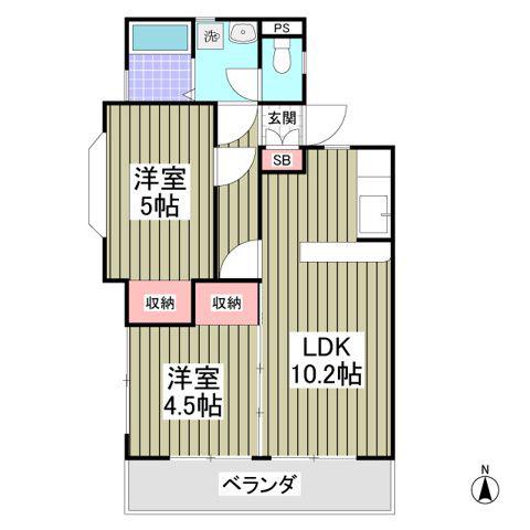 チェリーヒル(2LDK/1階)の間取り写真