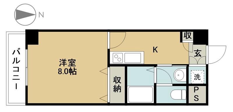 スリーベルマンションI(1K/2階)の間取り写真