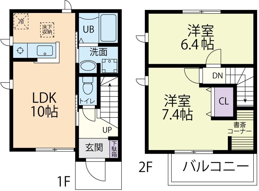 ROCK PALACE A(2LDK/1階)の間取り写真