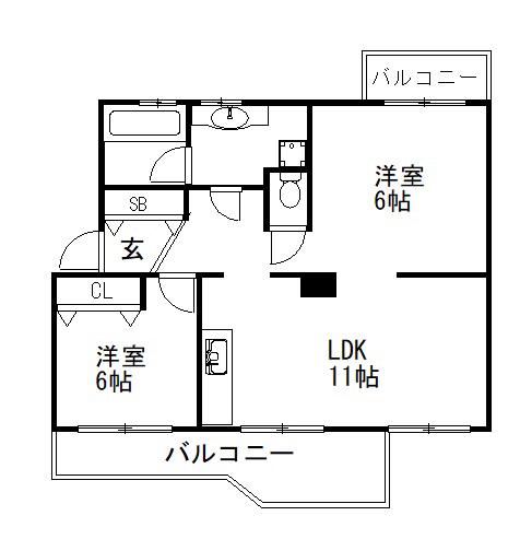 稲毛高浜南団地(2LDK/5階)の間取り写真