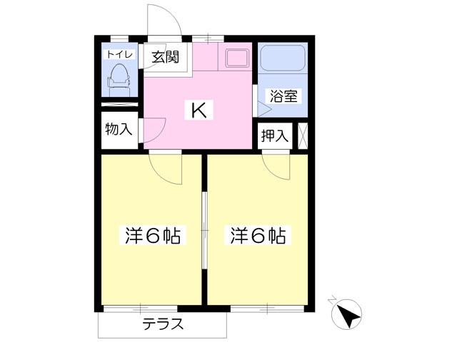 コーポヤマトA(2K/1階)の間取り写真