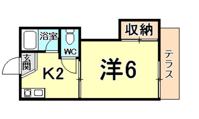 ジョイフルハイツ(1K/2階)の間取り写真
