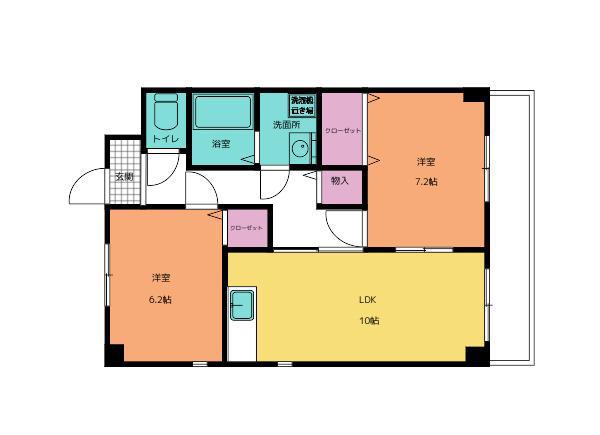 エミネンスヴィラ壱番館(2DK/2階)の間取り写真