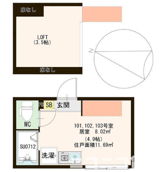 ハーモニーテラス板橋本町(ワンルーム/2階)の間取り写真
