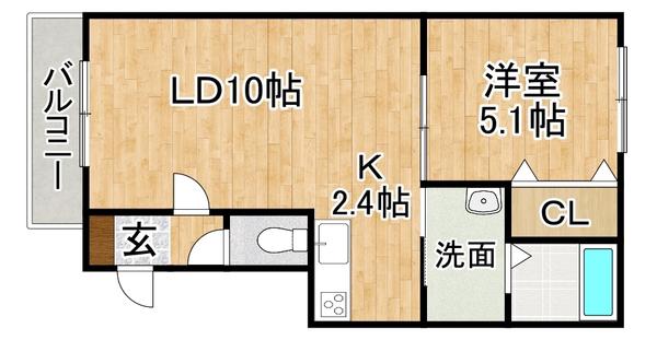 PROUD(1LDK/1階)の間取り写真