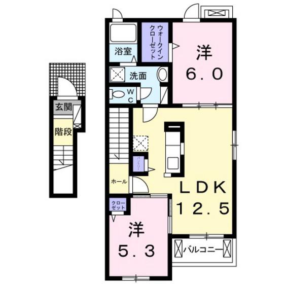 カレントB(2LDK/2階)の間取り写真