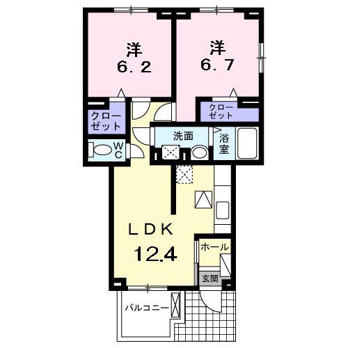 エンジェライトII(2LDK/1階)の間取り写真