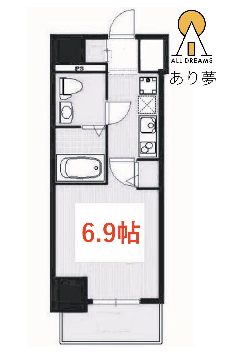 ライジングプレイス桜木町二番館(1K/3階)の間取り写真